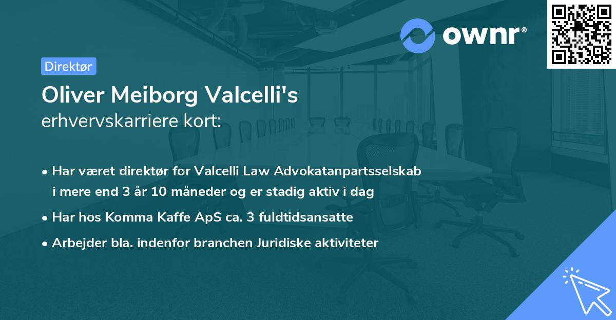 Oliver Meiborg Valcelli's erhvervskarriere kort