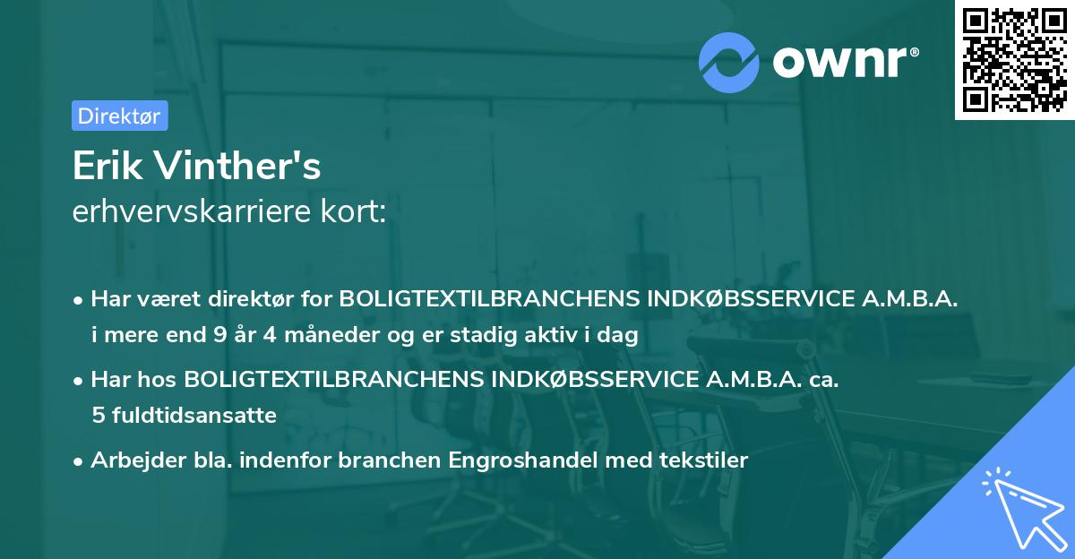 Erik Vinther's erhvervskarriere kort