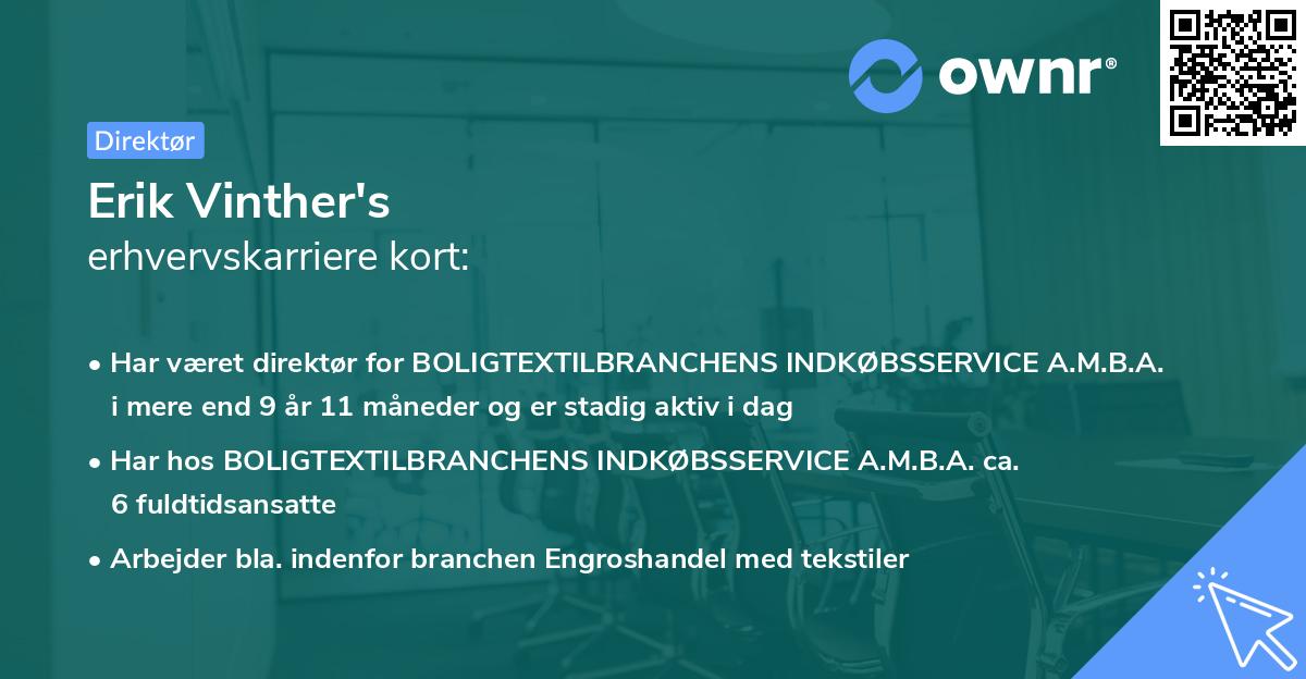 Erik Vinther's erhvervskarriere kort