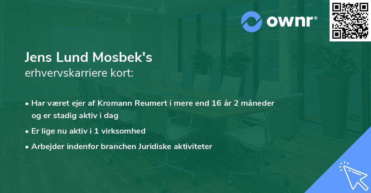 Jens Lund Mosbek's erhvervskarriere kort