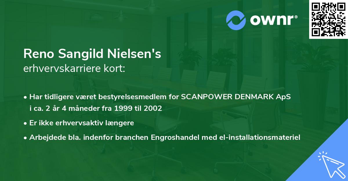 Reno Sangild Nielsen's erhvervskarriere kort