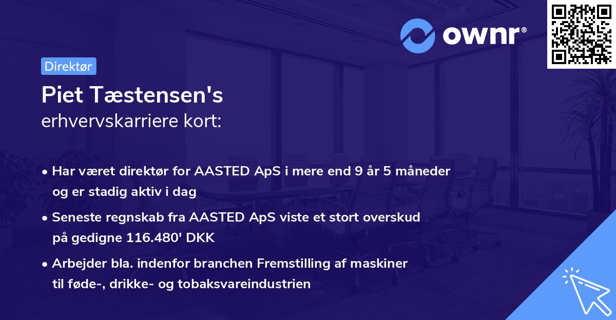 Piet Tæstensen's erhvervskarriere kort