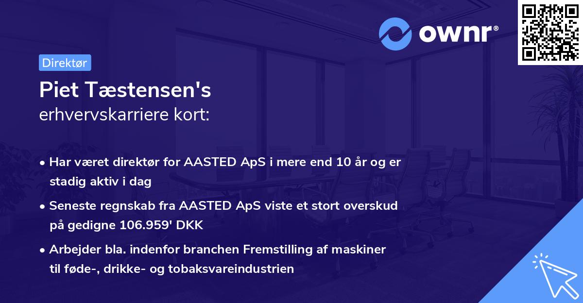 Piet Tæstensen's erhvervskarriere kort