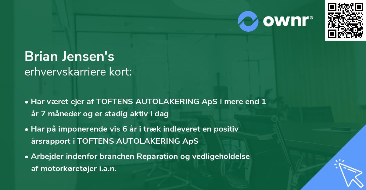 Brian Jensen's erhvervskarriere kort