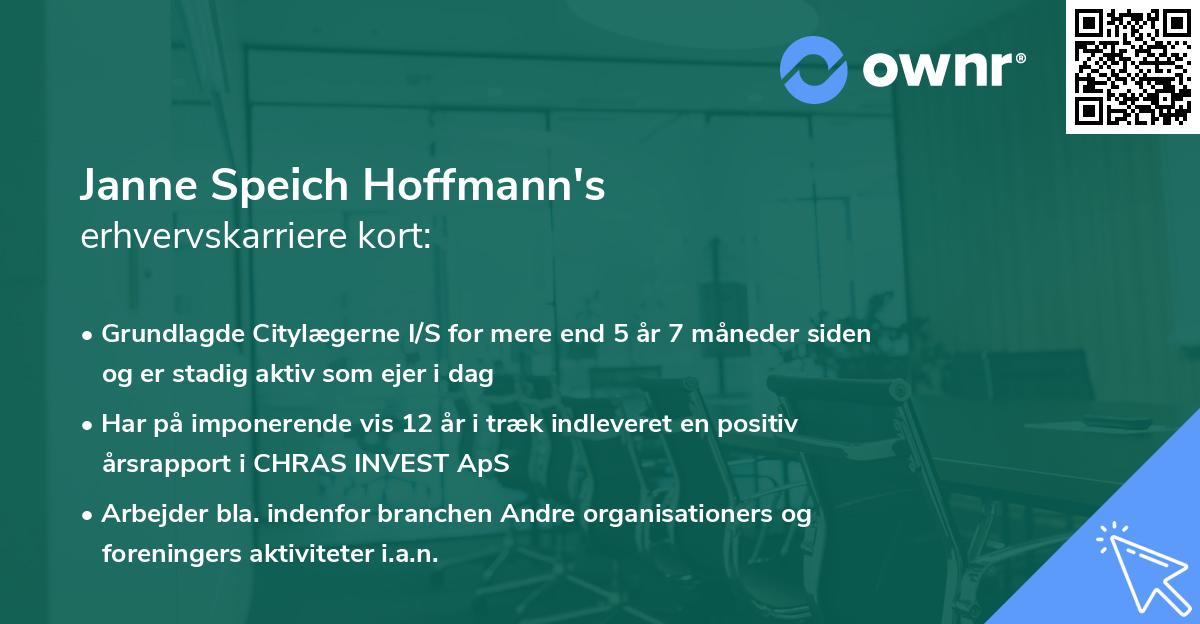 Janne Speich Hoffmann's erhvervskarriere kort