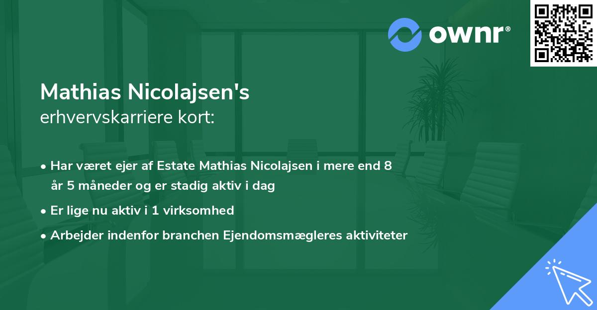 Mathias Nicolajsen's erhvervskarriere kort