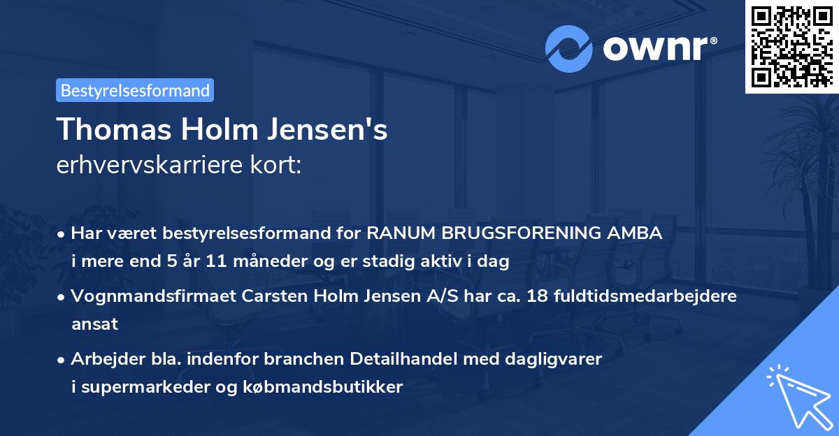 Thomas Holm Jensen's erhvervskarriere kort