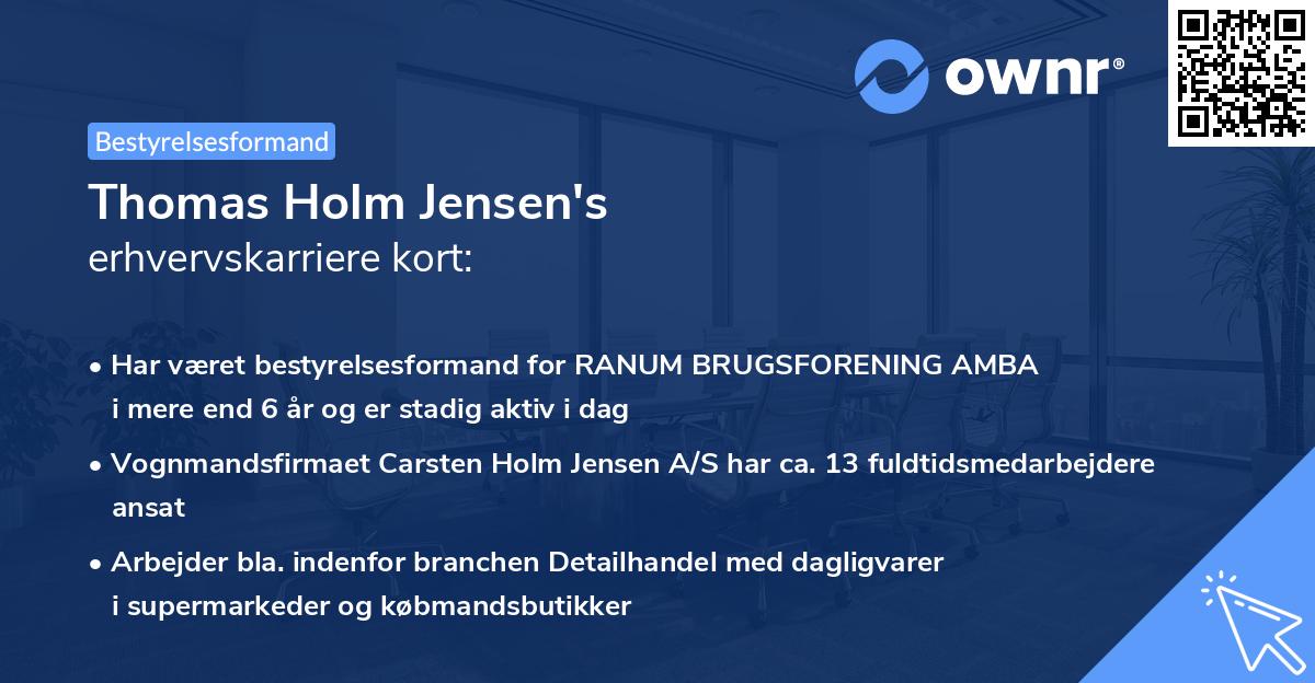 Thomas Holm Jensen's erhvervskarriere kort