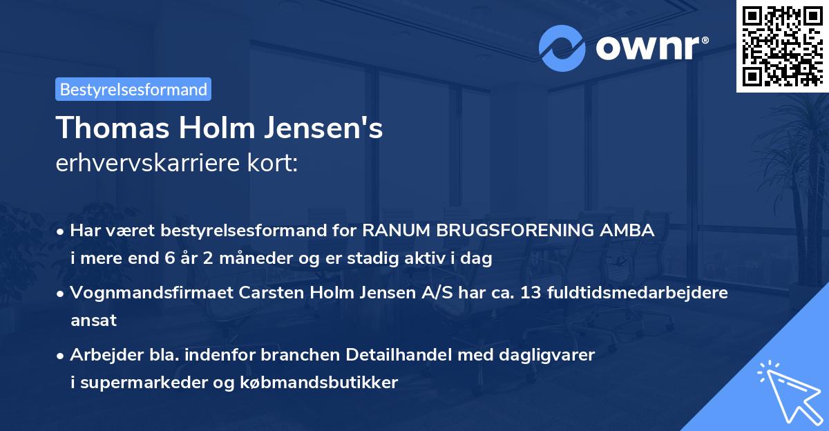 Thomas Holm Jensen's erhvervskarriere kort