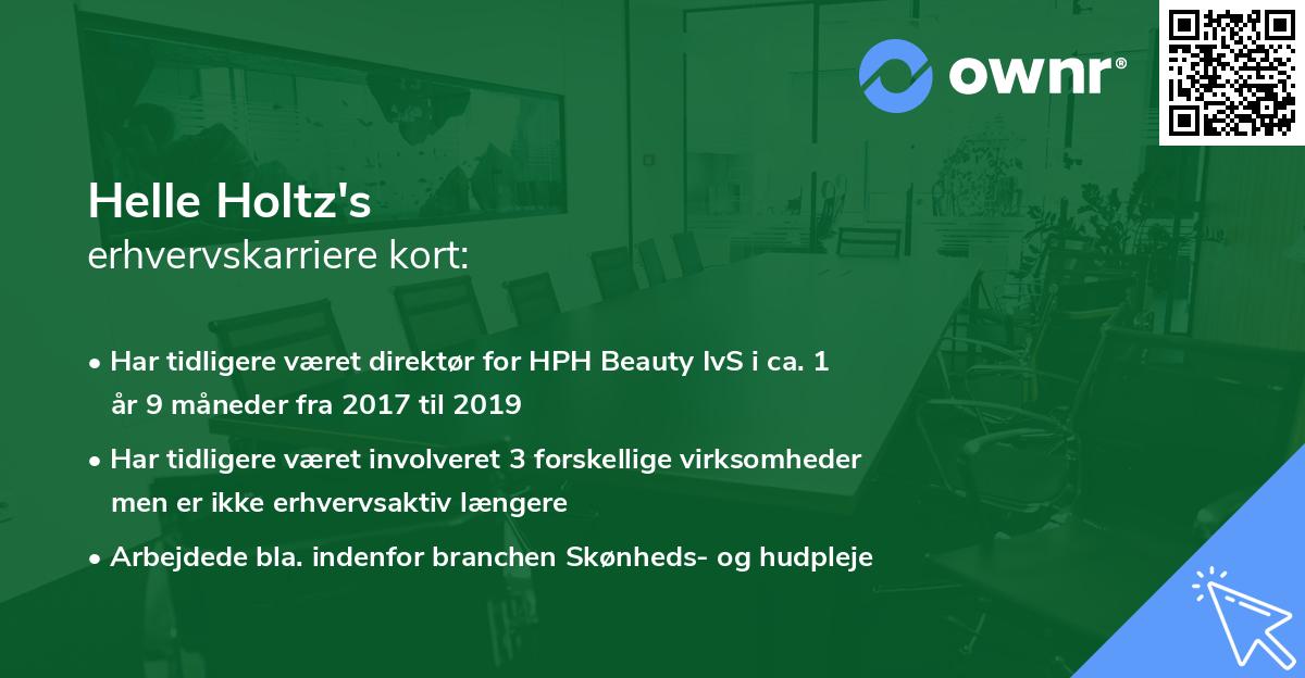 Helle Holtz's erhvervskarriere kort