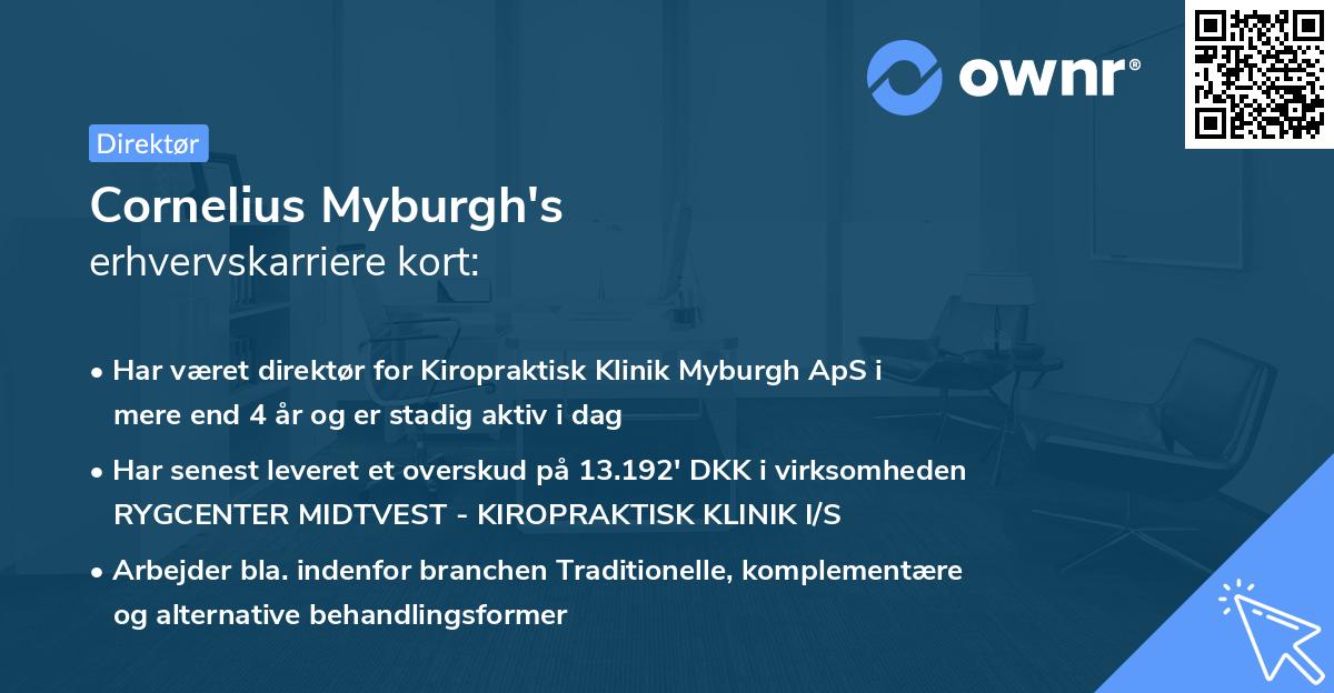 Cornelius Myburgh's erhvervskarriere kort