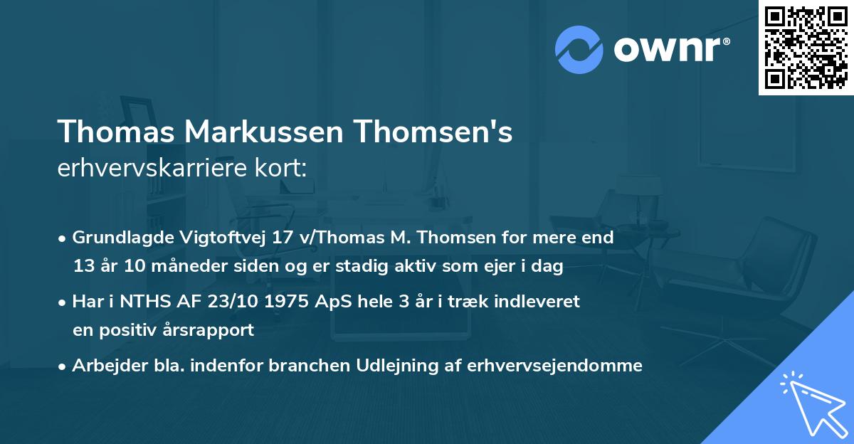 Thomas Markussen Thomsen's erhvervskarriere kort