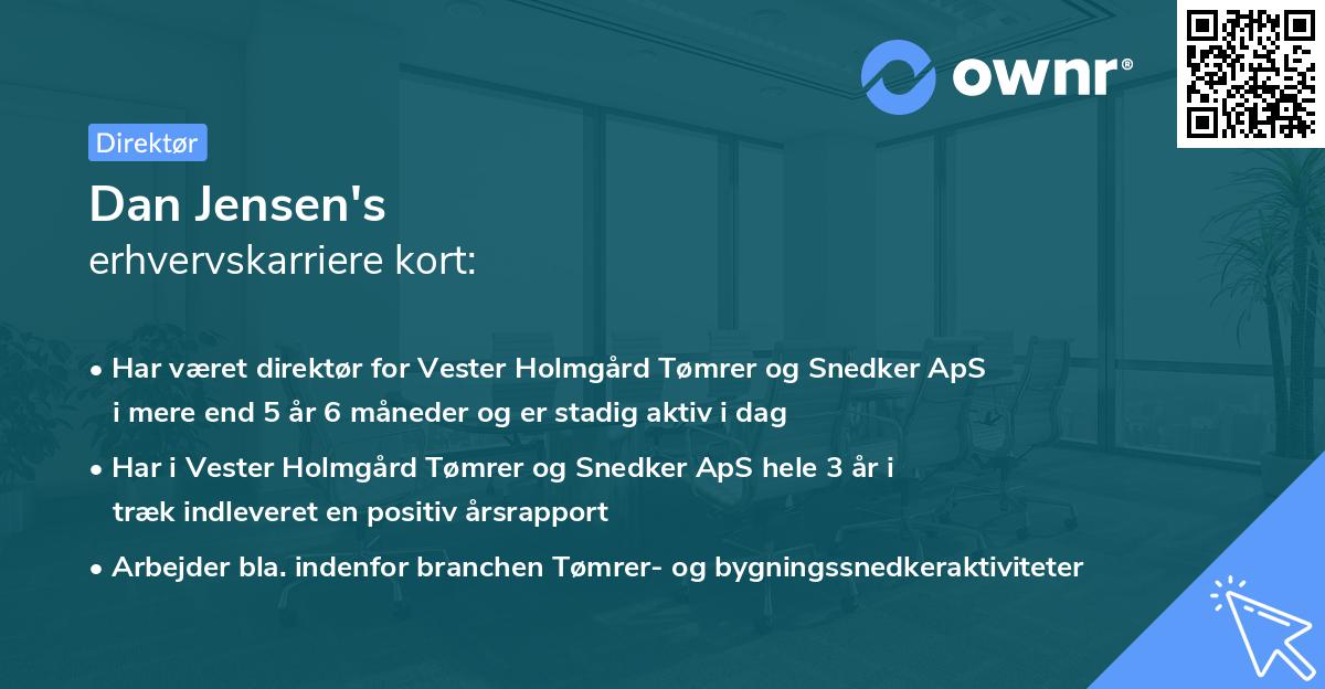 Dan Jensen's erhvervskarriere kort