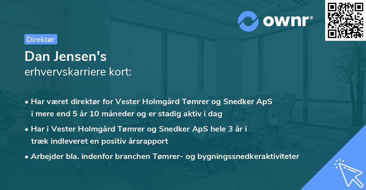 Dan Jensen's erhvervskarriere kort