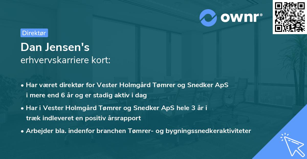 Dan Jensen's erhvervskarriere kort