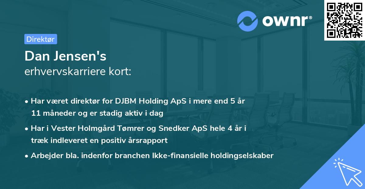 Dan Jensen's erhvervskarriere kort