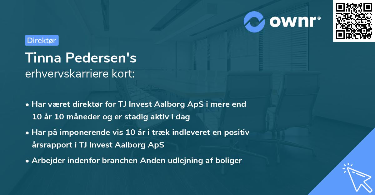 Tinna Pedersen's erhvervskarriere kort