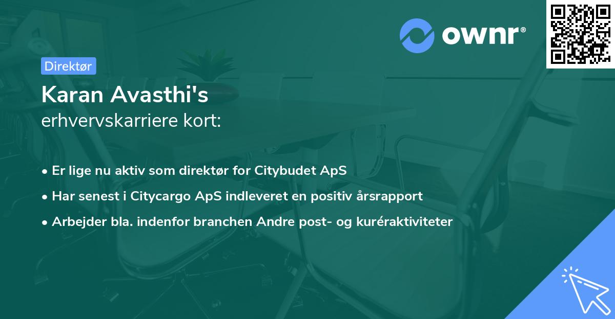 Karan Avasthi's erhvervskarriere kort