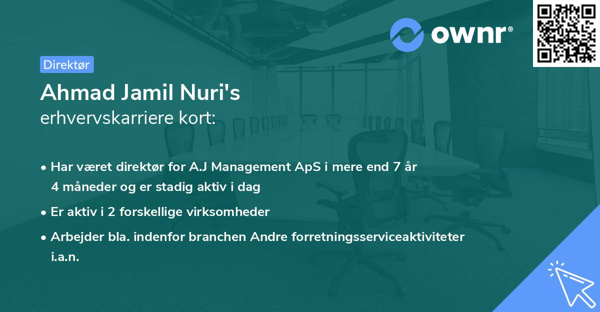 Ahmad Jamil Nuri's erhvervskarriere kort