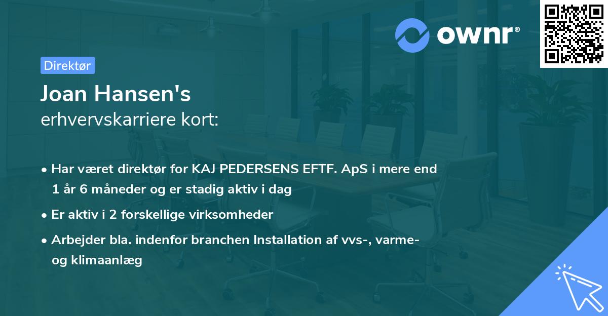 Joan Hansen's erhvervskarriere kort