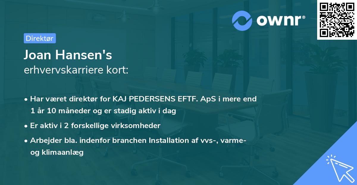 Joan Hansen's erhvervskarriere kort