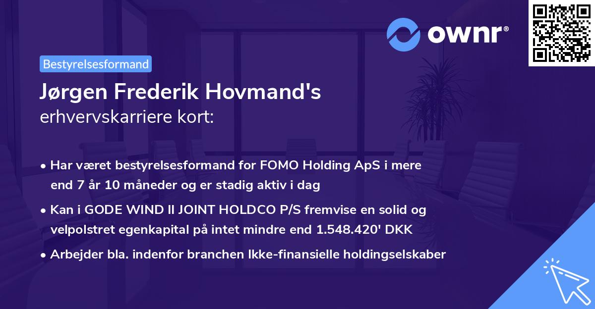 Jørgen Frederik Hovmand's erhvervskarriere kort