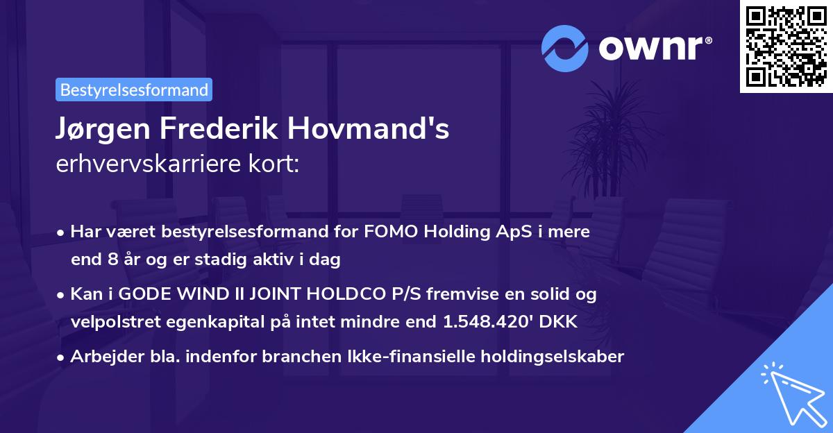 Jørgen Frederik Hovmand's erhvervskarriere kort