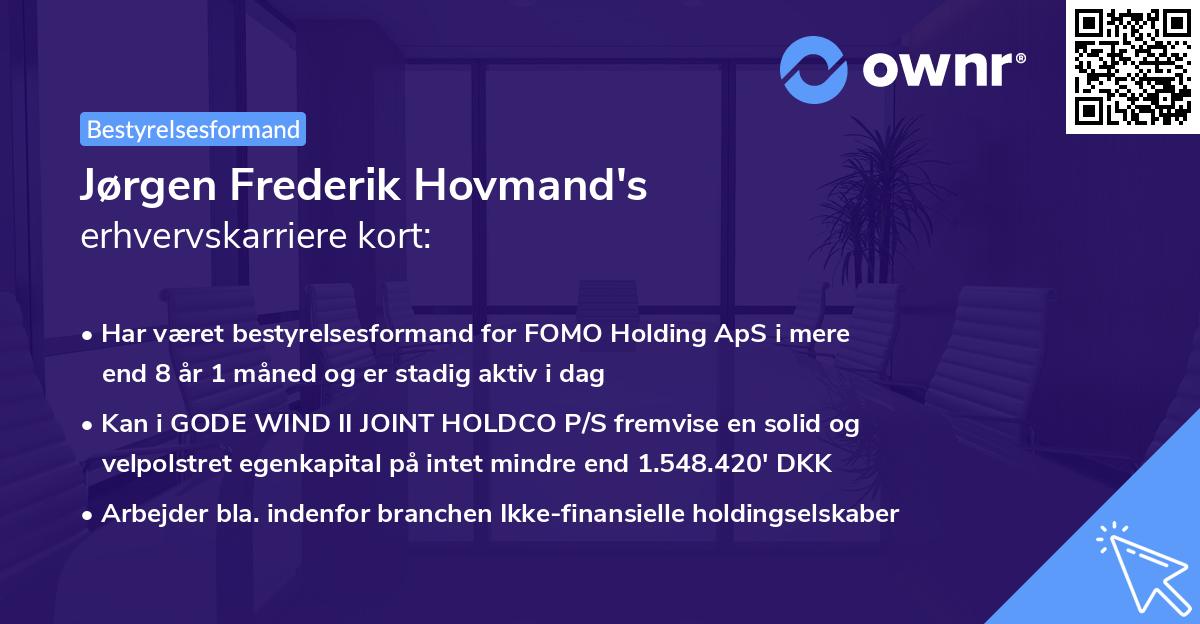 Jørgen Frederik Hovmand's erhvervskarriere kort