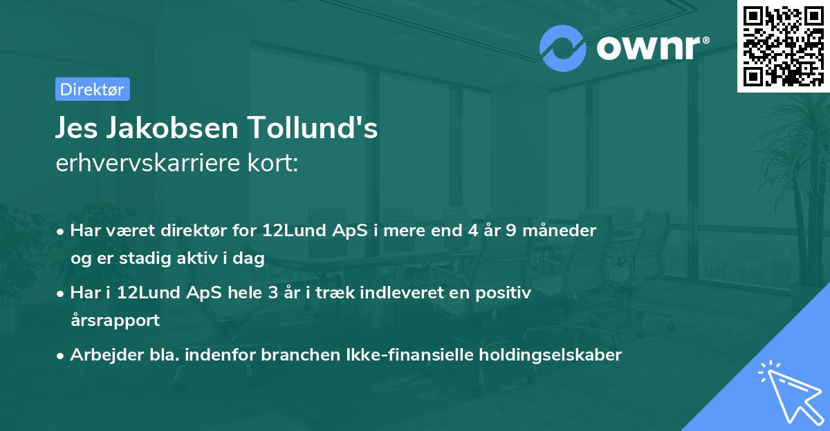Jes Jakobsen Tollund's erhvervskarriere kort