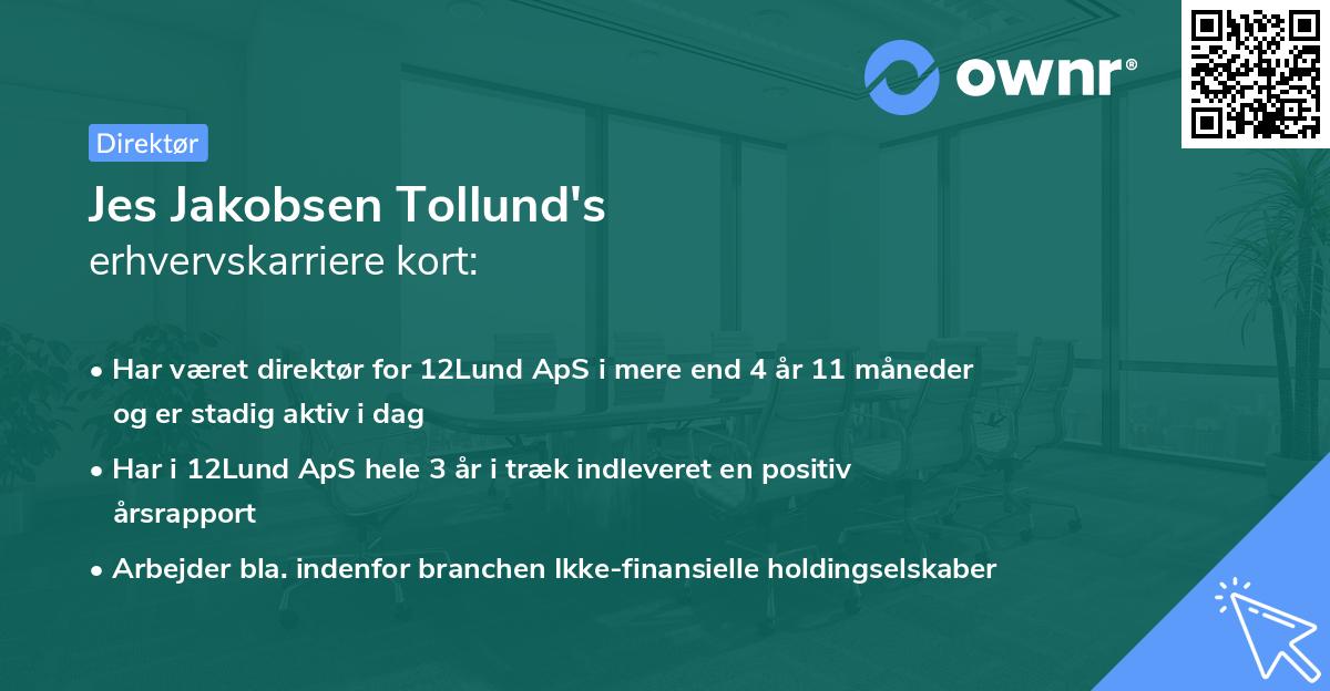 Jes Jakobsen Tollund's erhvervskarriere kort