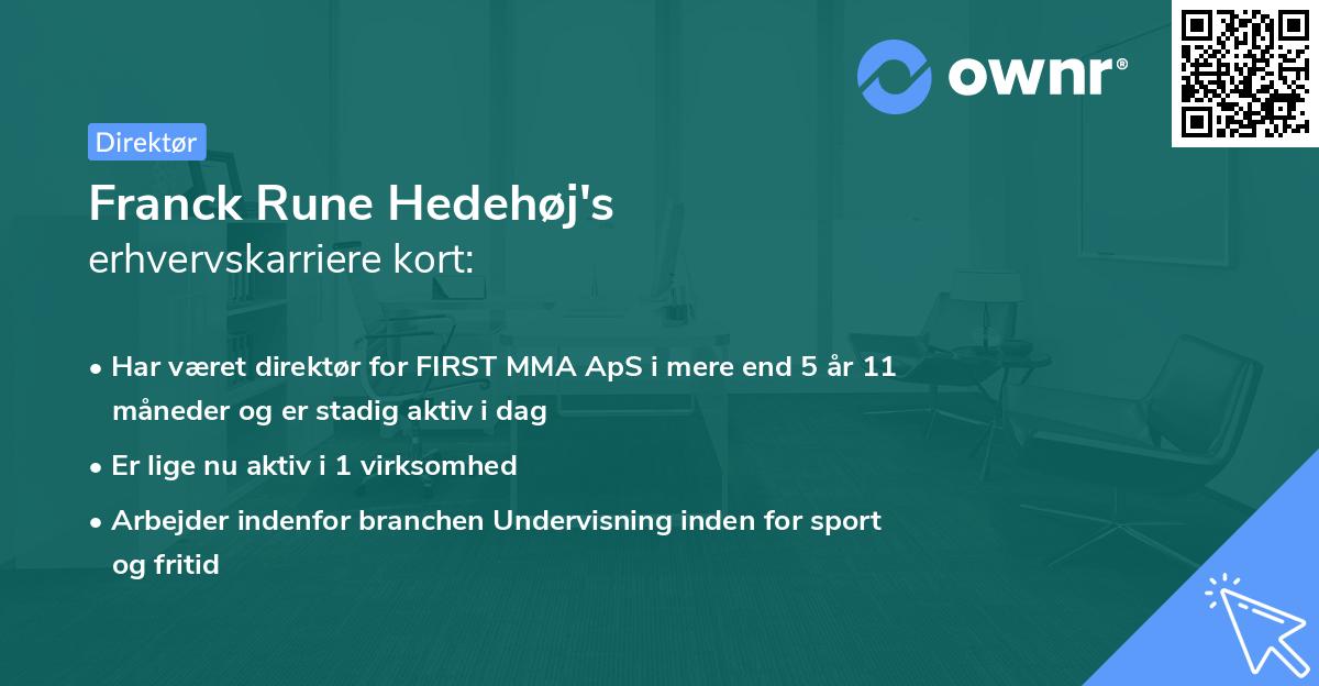 Franck Rune Hedehøj's erhvervskarriere kort
