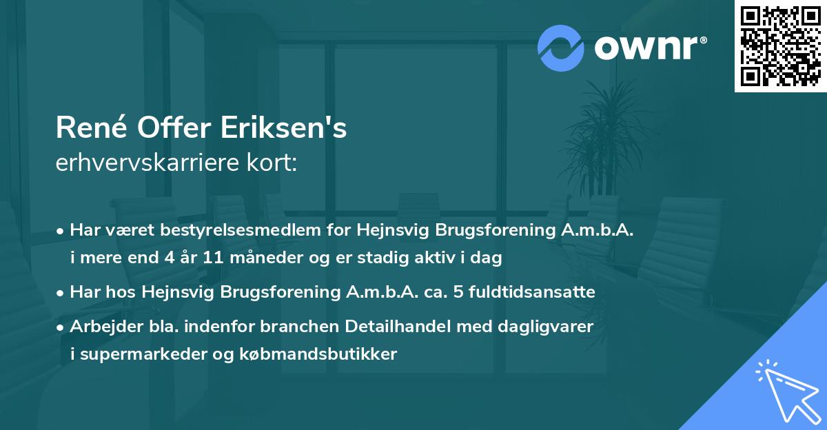 René Offer Eriksen's erhvervskarriere kort