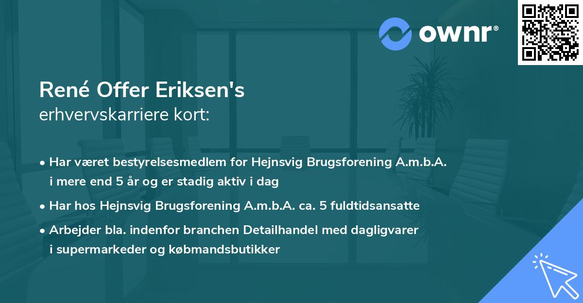 René Offer Eriksen's erhvervskarriere kort