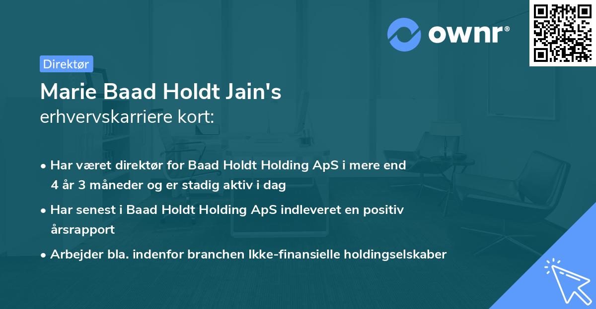 Marie Baad Holdt Jain's erhvervskarriere kort