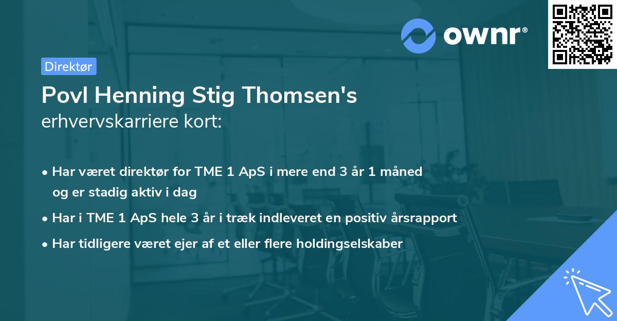 Povl Henning Stig Thomsen's erhvervskarriere kort