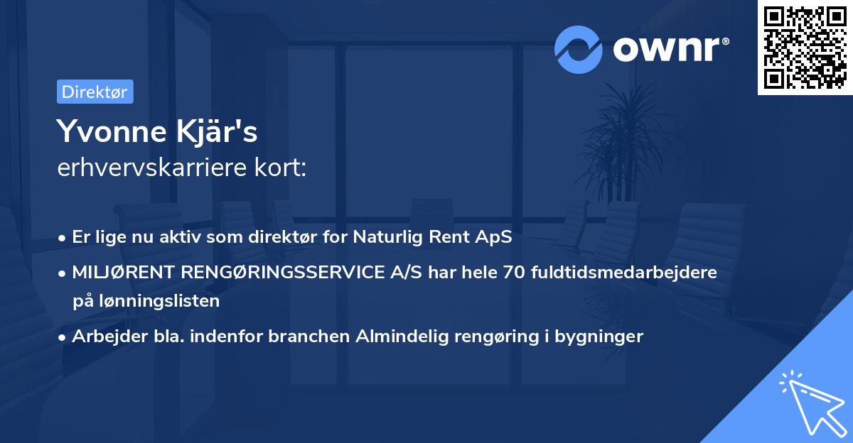 Yvonne Kjär's erhvervskarriere kort