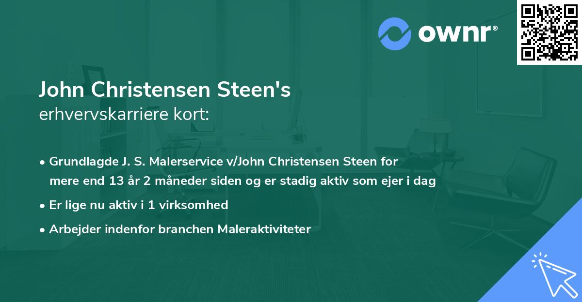John Christensen Steen's erhvervskarriere kort