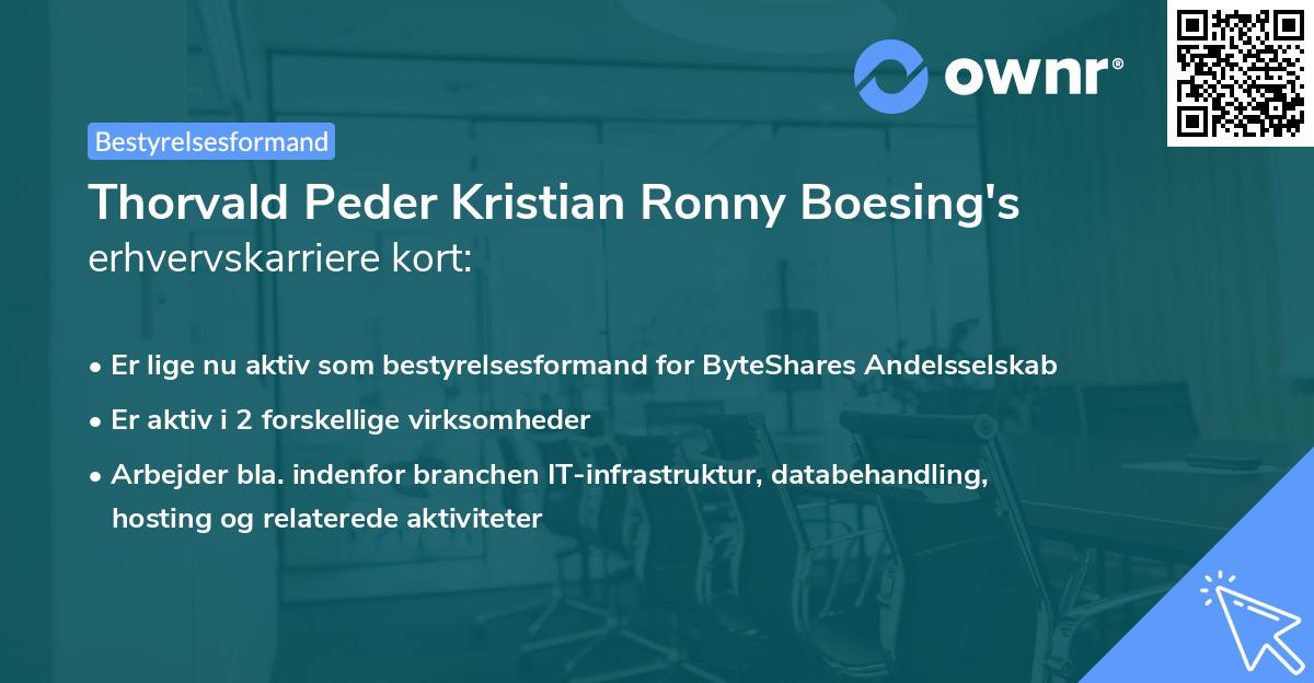 Thorvald Peder Kristian Ronny Boesing's erhvervskarriere kort