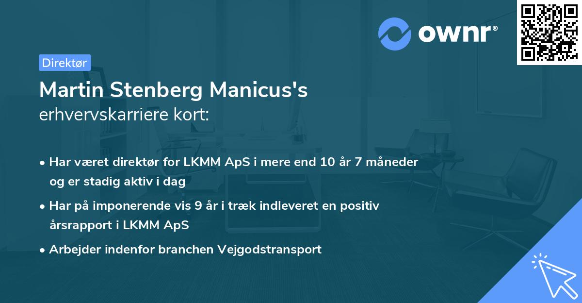 Martin Stenberg Manicus's erhvervskarriere kort