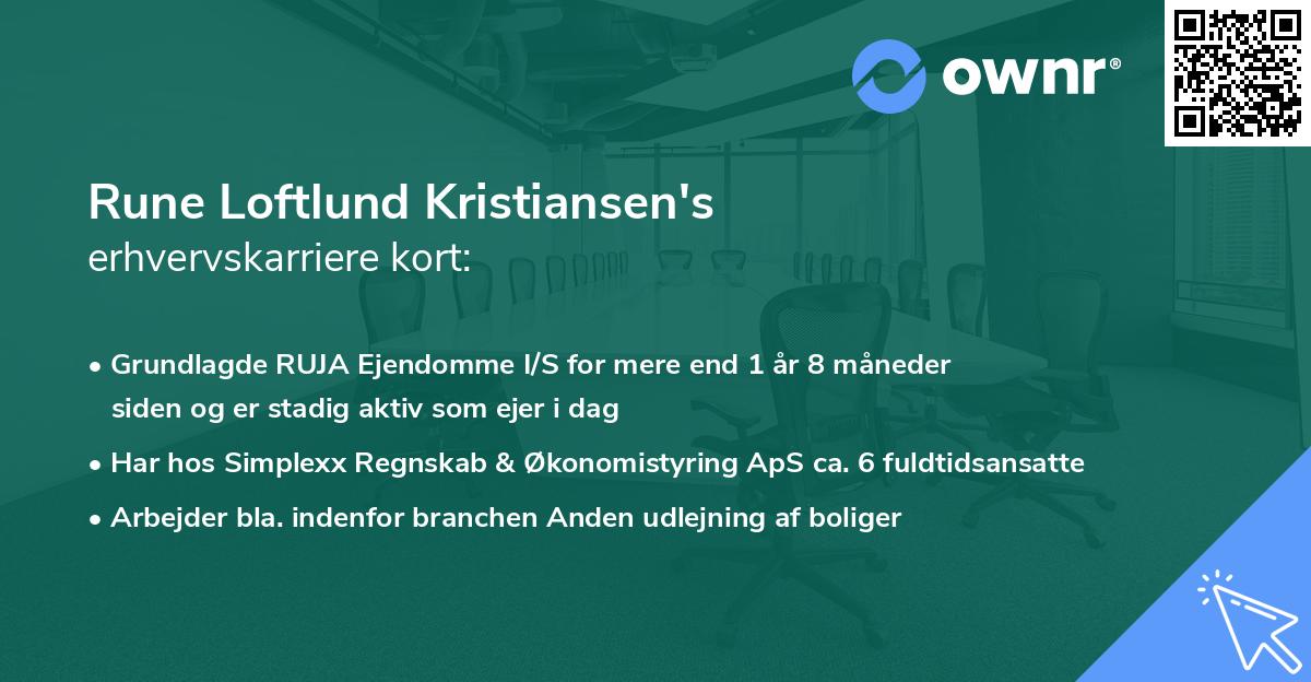 Rune Loftlund Kristiansen's erhvervskarriere kort