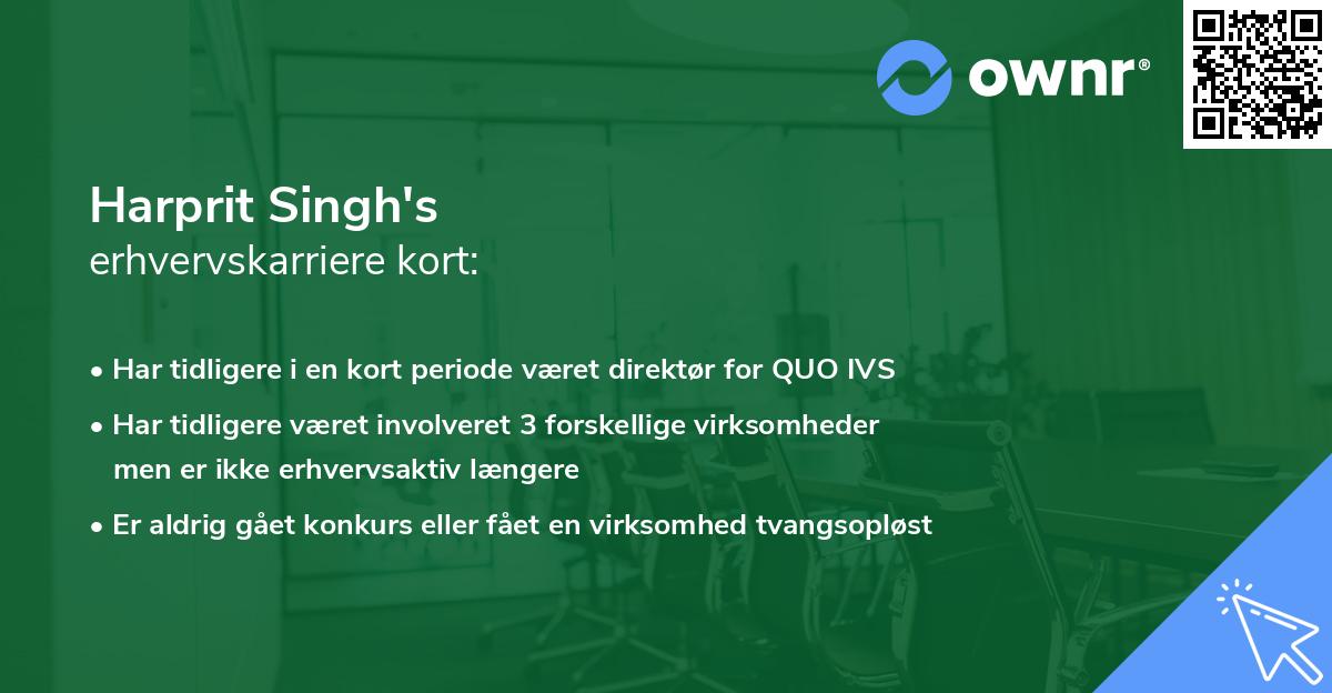 Harprit Singh's erhvervskarriere kort