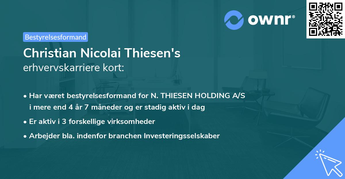 Christian Nicolai Thiesen's erhvervskarriere kort