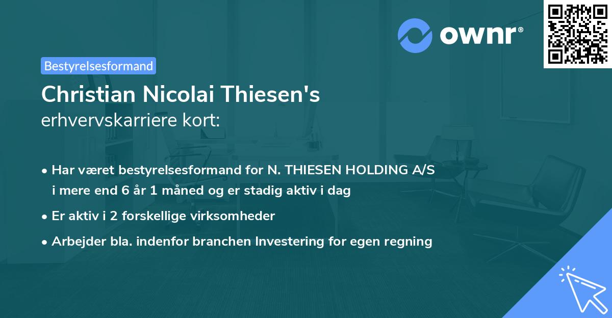 Christian Nicolai Thiesen's erhvervskarriere kort