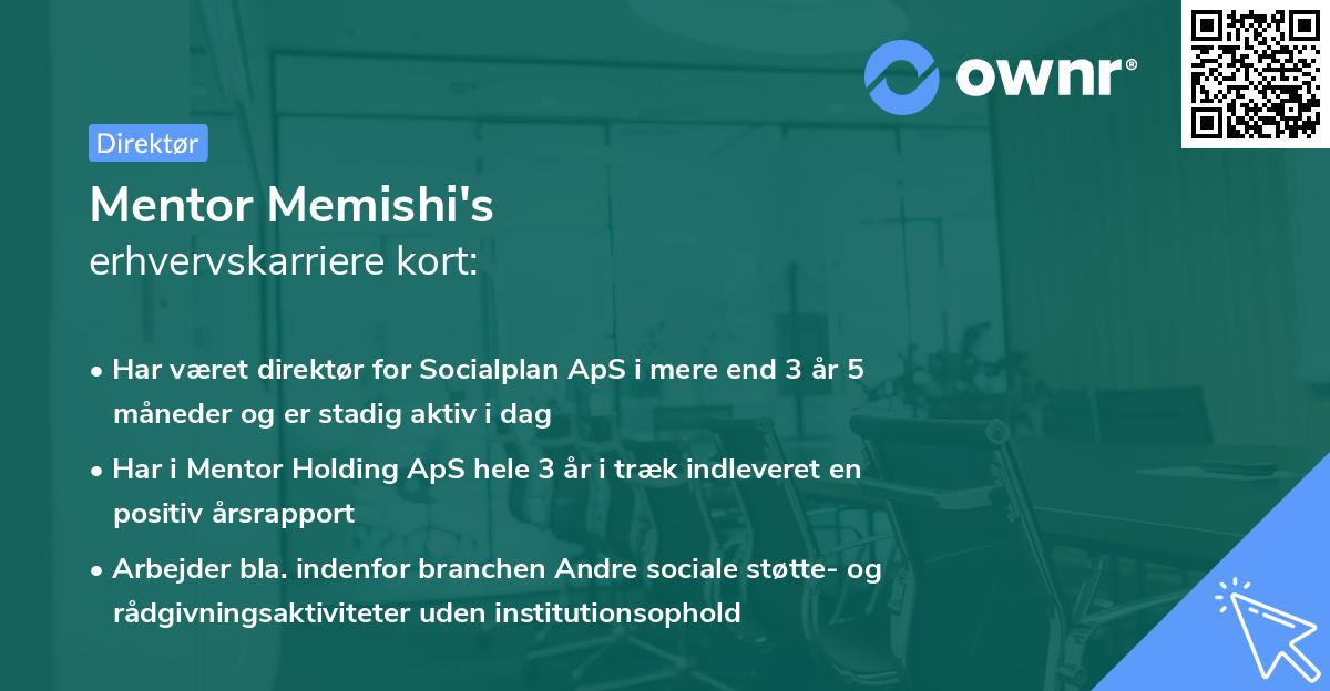Mentor Memishi's erhvervskarriere kort