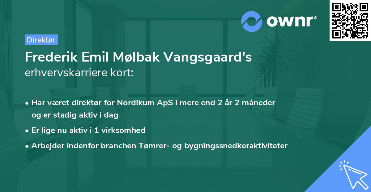 Frederik Emil Mølbak Vangsgaard's erhvervskarriere kort