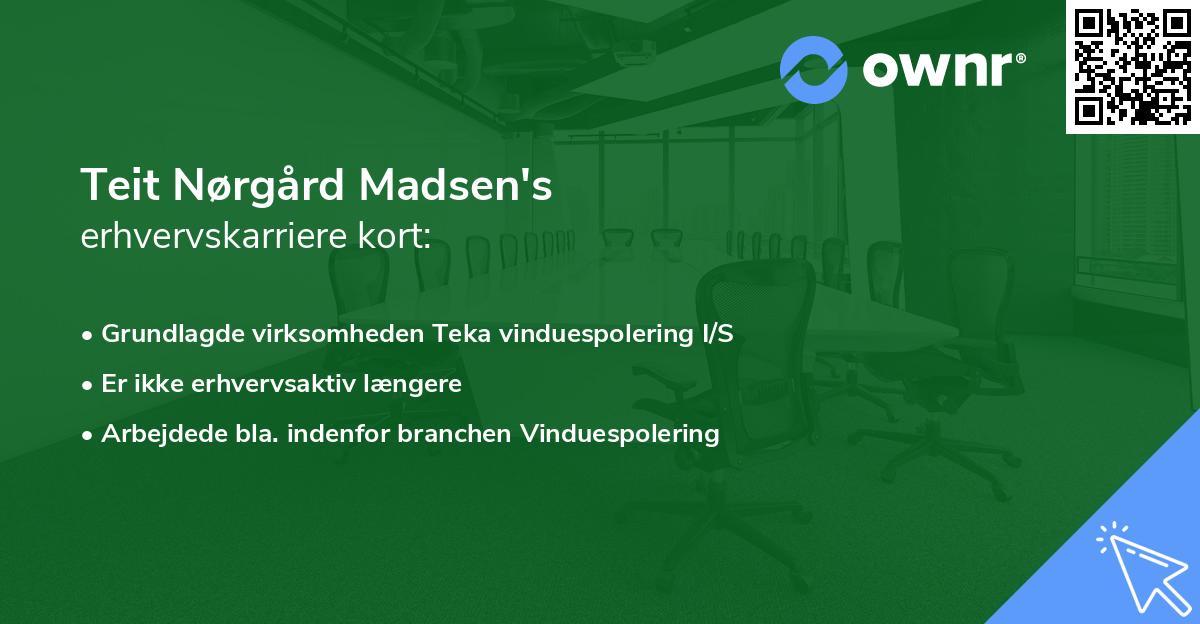 Teit Nørgård Madsen's erhvervskarriere kort