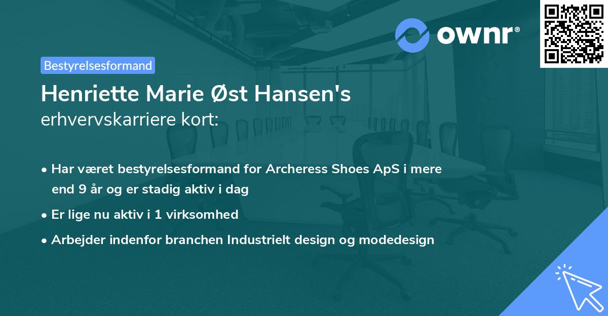 Henriette Marie Øst Hansen's erhvervskarriere kort
