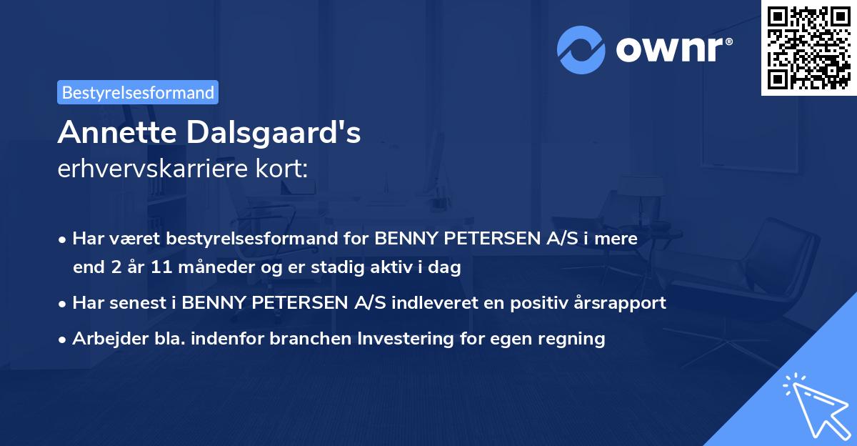 Annette Dalsgaard's erhvervskarriere kort