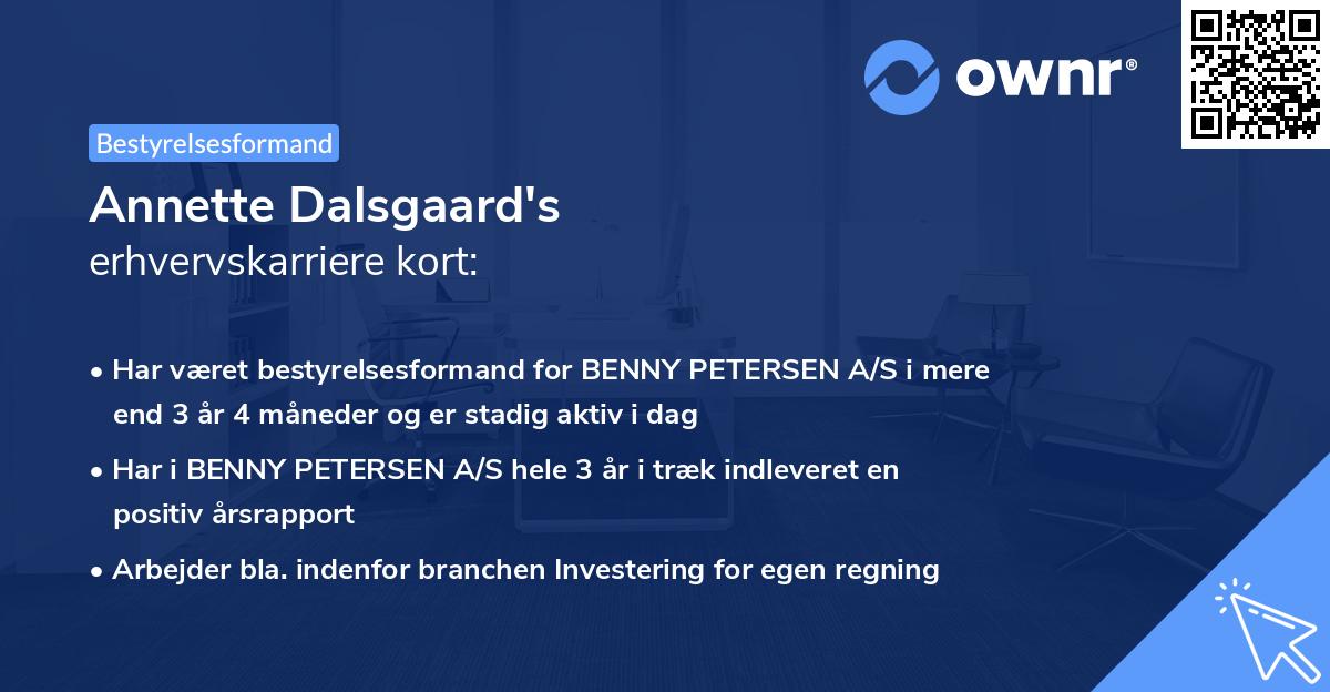 Annette Dalsgaard's erhvervskarriere kort