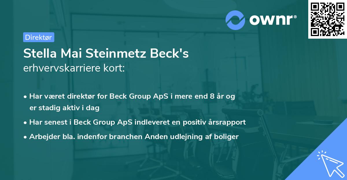 Stella Mai Steinmetz Beck's erhvervskarriere kort